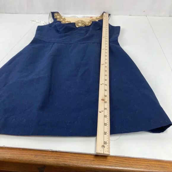 Lilly Pulitzer Women's 4 Wythe Fit and Flare Dress Navy and Gold Illusion Top - Picture 8 of 11